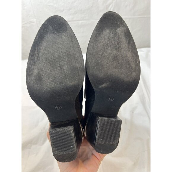 JOURNEE COLLECTION Black Issla Almond Toe Block Heel Slip On Booties Size 6.5 - Picture 10 of 16